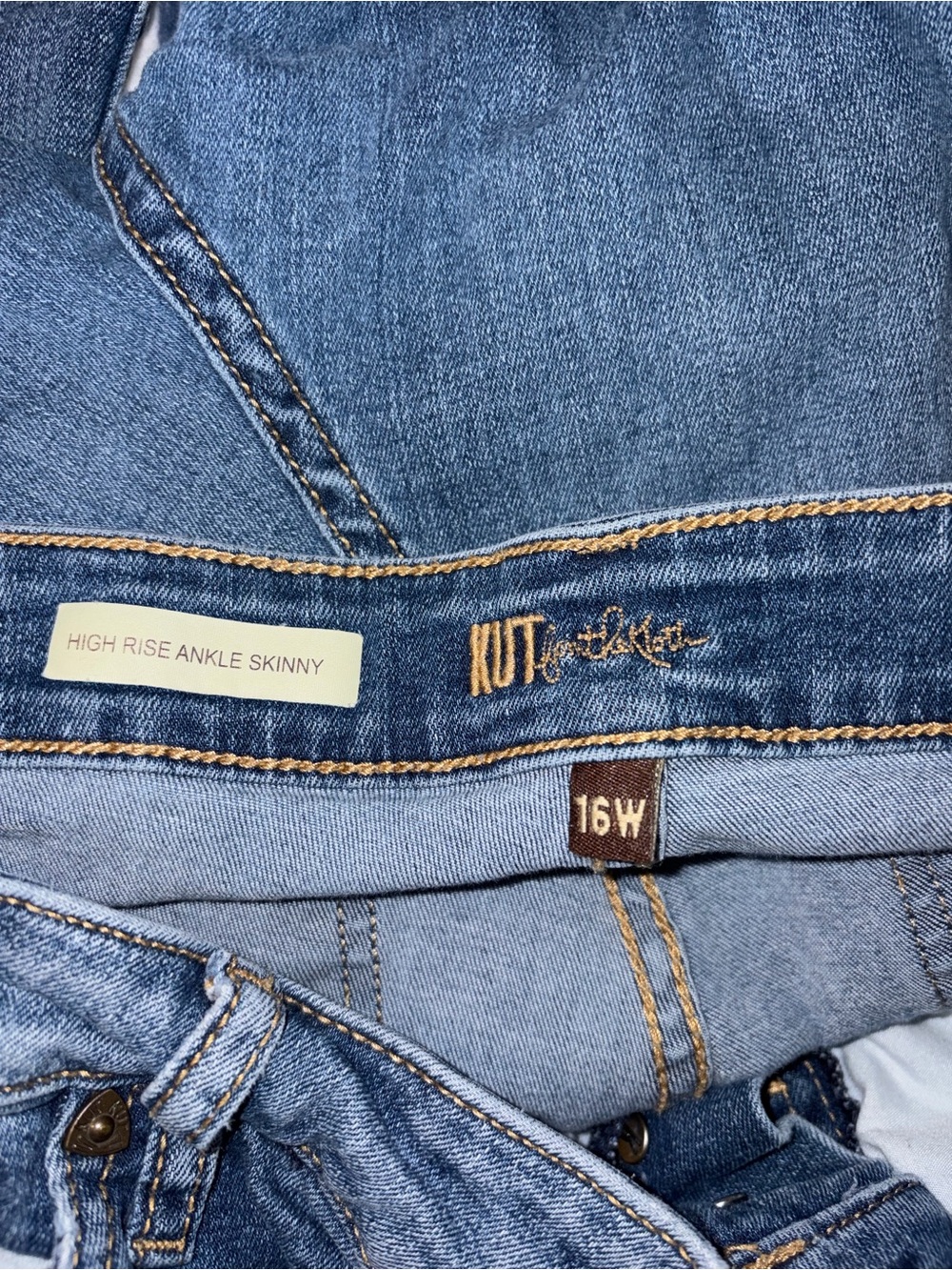 Kut from the Kloth High Rise Ankle Skinny Jeans - Blue Denim
